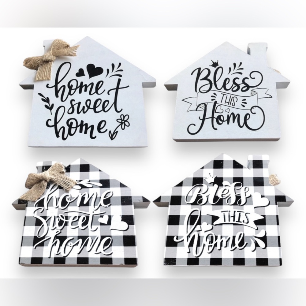 3 FOR $20 FARMHOUSE 2 Sided Wooden Bless This Home, Home Sweet Home Decor